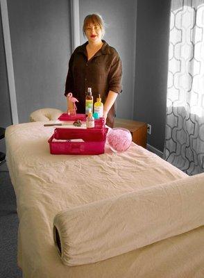 Ksenia with the tools of her trade.