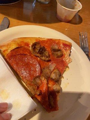 Pepperoni and sausage pizza