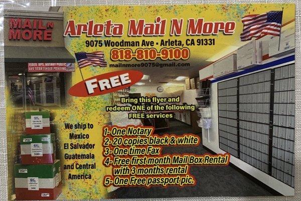 Mail box rental, USPS boxes, storefront