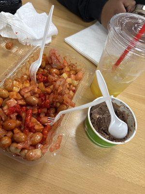 Tostilocos, rocky road ice cream, agua Fresca