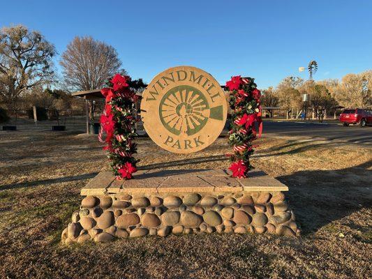 Festive Decor at Windmill Park for Holidays! Farmers Market is Thurs 2-6 March - Dec.