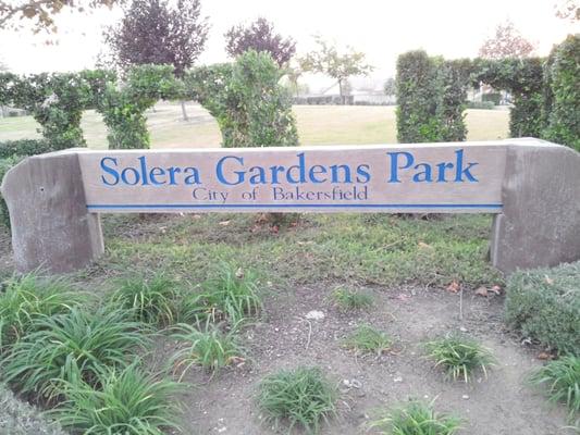 Solera Gardens Park sign