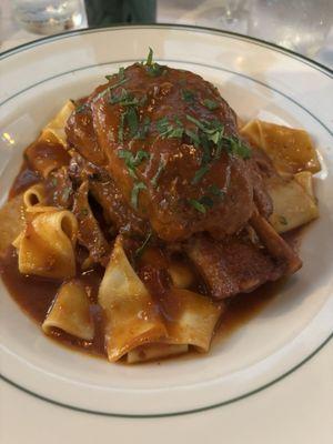 Antonio's Osso Buco - slow cooked pork shanks braised in barolo sauce and served over pappadelle. This dish is outstanding.