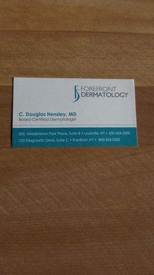 Business card for Dr C. Douglas Heñsley, MD