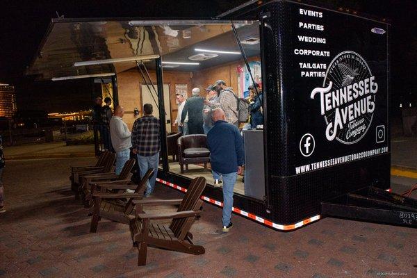 Our mobile lounge brings the cigar lounge experience to you, anywhere.Corporate functions, weddings and parties, tailgates etc. etc.