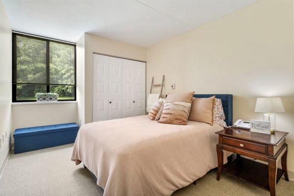 Window and closet view from our one-bedroom unit.
