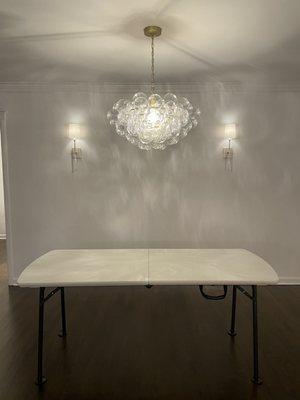 Bubble Chandelier and Sconces installation