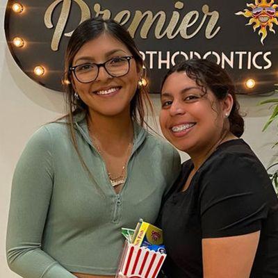 Patient and assistant at Premier Orthodontics