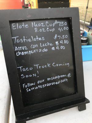 Menu - they do champurrado when it's cold