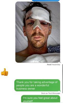 Text messages back and forth with the company