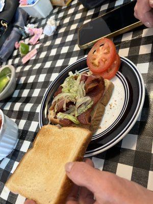 Dry BLT with shredded lettuce