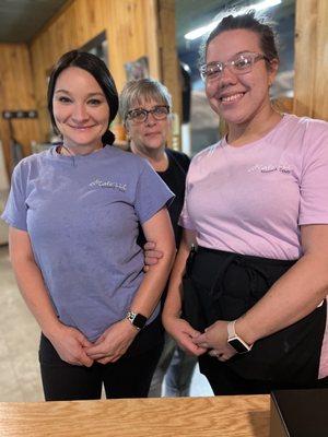 Smiling ladies with love-filled hearts