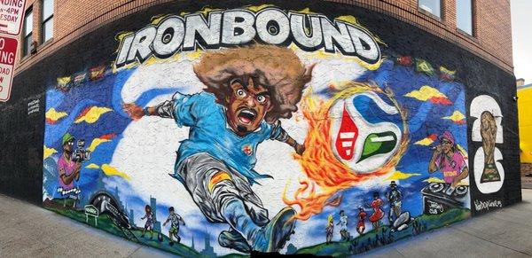 World Cup Corner Mural and Art Activation. A cultural landmark and historic site in Newark, NJ by artist Unicorn151.