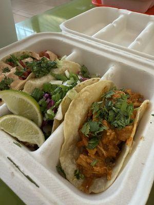 3 taco combo, the classic chicken, Korean and tikka masala taco