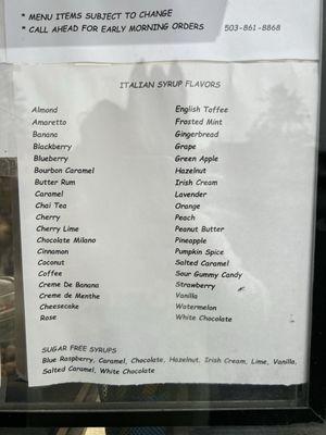 Italian Syrup Flavors