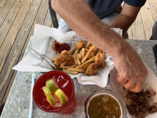Grouper Bites and hamburger patty for dog. Mr. Sasuke