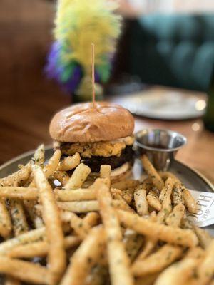 Pimento Burger with truffle fries (YUM!!!)