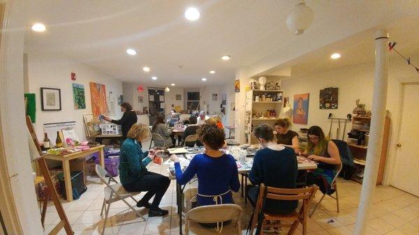 Front studio room hosting an event