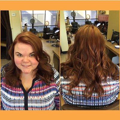 More auburn-y with highlights.