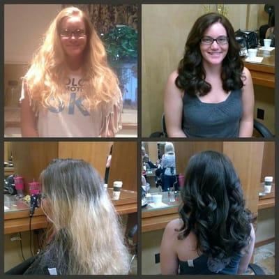 Grown out blonde to brunette in one visit