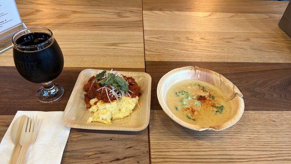 Meatballs and polenta & beer cheese and broccoli soup