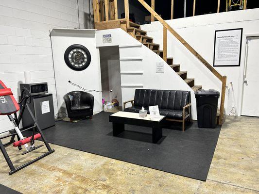 Lounge area complete with fridge and microwave
