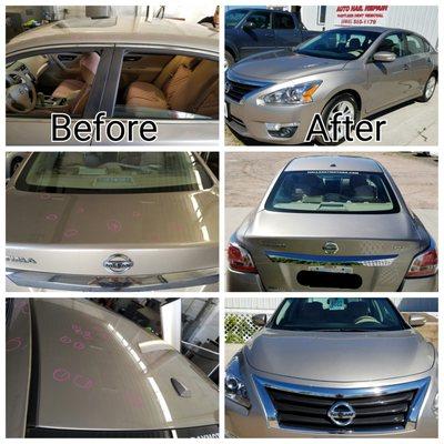 Major hail damage on hood,roof, and rails? Keep the value of your car by letting our expert techs remove those dents paintles...