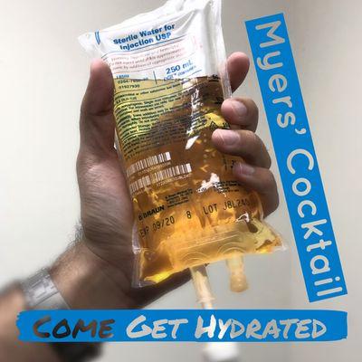 Myers' Cocktail available at this office. Other IV bags available.