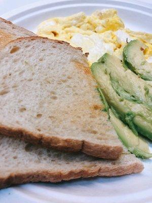 breakfast special with avocado comes with lots of toast!