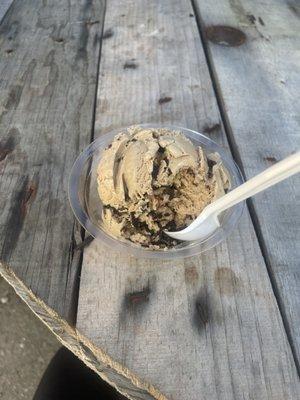 Dirty water. Coffee ice cream with brownie and chocolate chips. Sooooo good