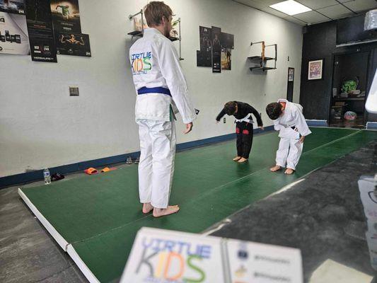 Bowing in at the beginning of class!