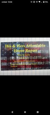 His & Hers Affordable Home Repair
