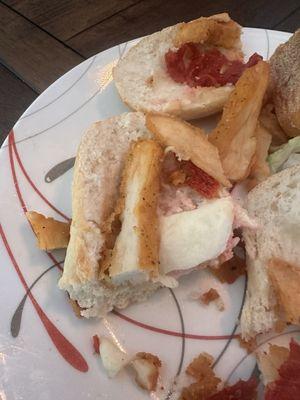 Chicken and pepper/mozz sandwich