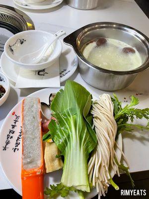 Veggies and other items from buffet; Follow me @RimyEats on Instagram