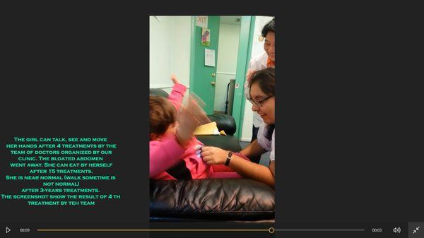 She can see and talk and move her hands after 4 treatments