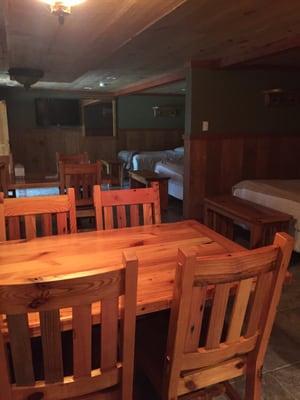 Bunker room can fit up to6 people super comfortable and spacey