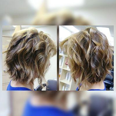 Textured bob with balayage blonde