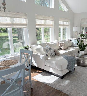 MOTORIZED WOVEN WOOD SHADES