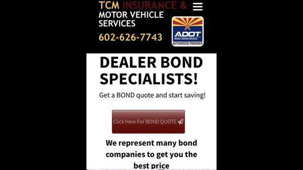 Call our commercial office for all your bond needs. MVD Dealer bond, Defective Title bond, Third Party MVD bond, Notary bonds and more!