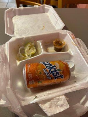 I had 3 tacos, beans and rice!