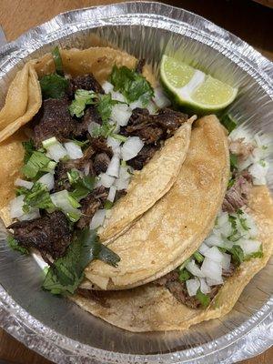 Lengua and Barbacoa Tacos