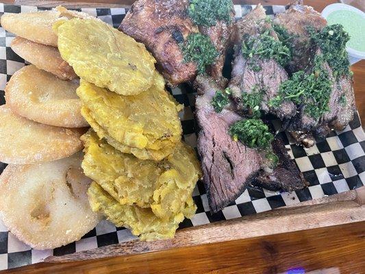 Meat trio. Plantains