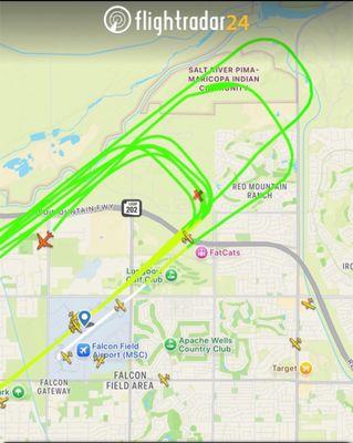 The Red X is our home. This is from just ONE airplane's path.