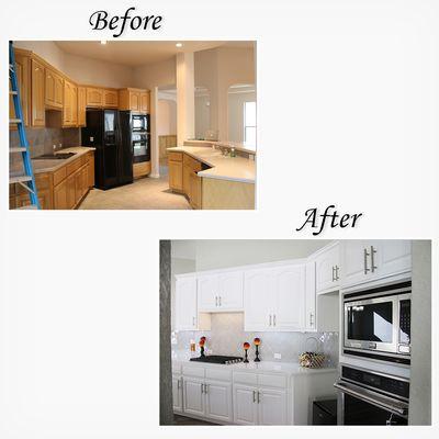 From 90's oak to modern with all new appliances.
