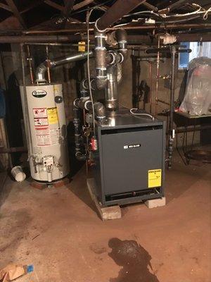 new gas steam boiler install