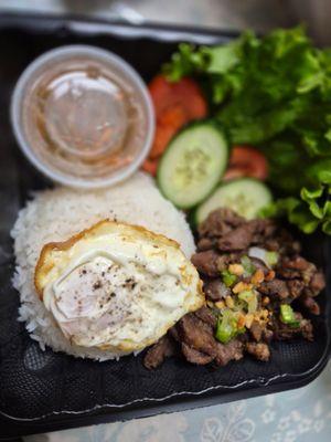 Lemongrass steak rice plate