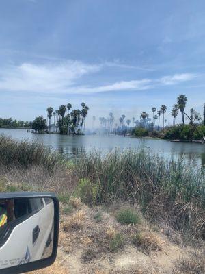 Lost Isle burning down