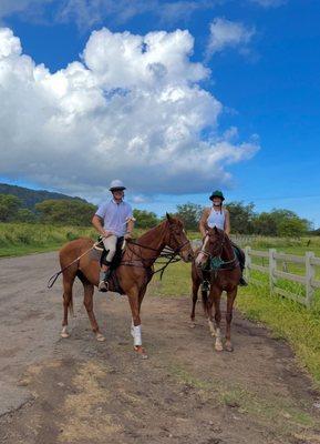 After a trail ride and stick and ball on the practice field