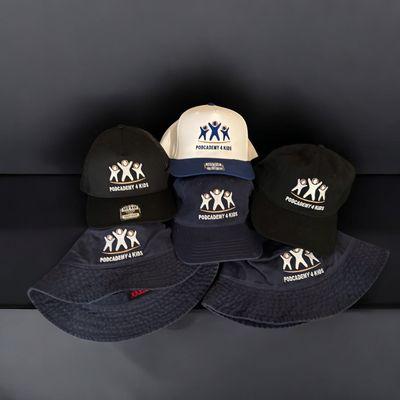 Mixed style of hats for the Podcademy!