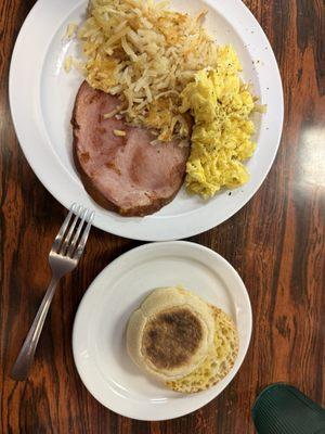Ham steak breakfast